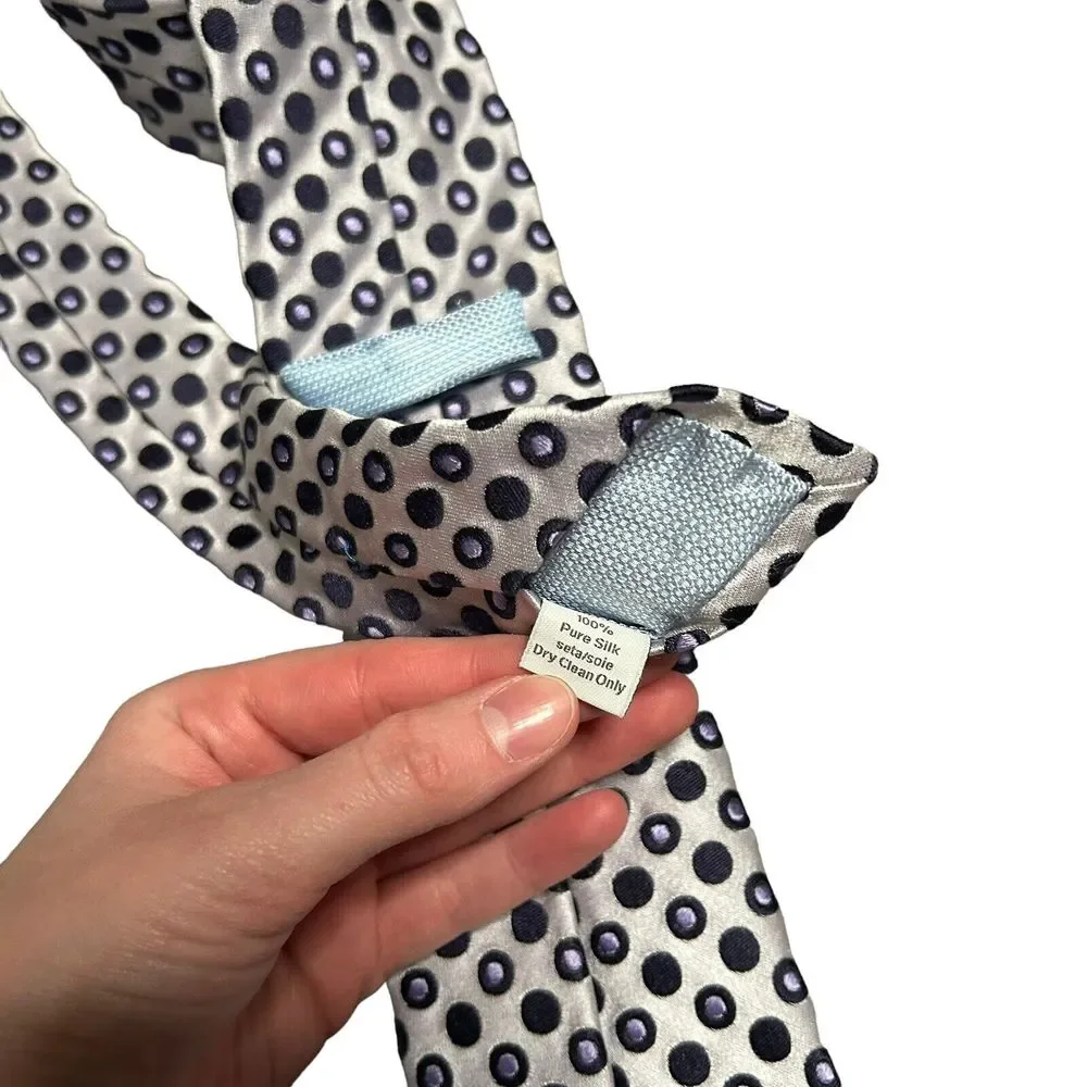Penrose London Metallic Polka Dot Men's Silk Neck Tie Business Preppy‎ Quirky